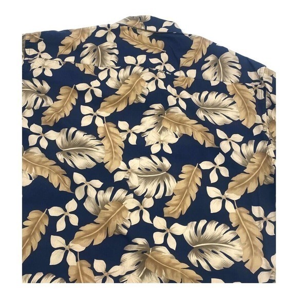 Pierre Cardin Hawaiian Palm Frond Shirt‎ 100% Cotton Black Tan Men’s Size Large - Picture 10 of 10